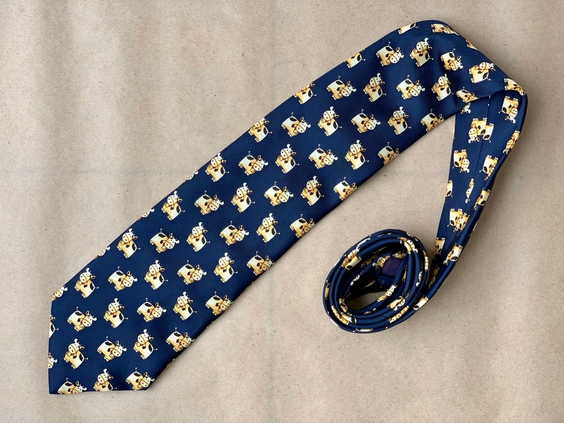 Vintage necktie Silk tie Fun patterned tie cows necktie