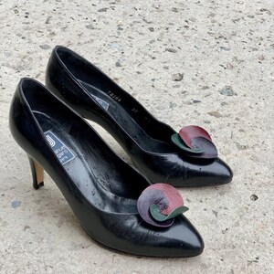 Ungaro Vintage Black Pump Shoes Chic Low Heel Leather Heels image 4