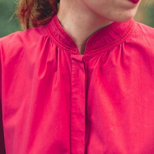 Vintage red cotton dress. Summer petite cottagecore dress. Shirt dress midi A line. Eyelet dress image 5