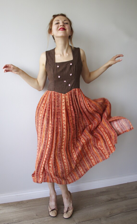 Vintage dress Summer dress Sundress Dirndl linen d