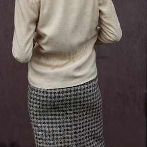 Laura Ashley Vintage Wool Skirt Elegant Houndstooth Pencil Skirt image 9