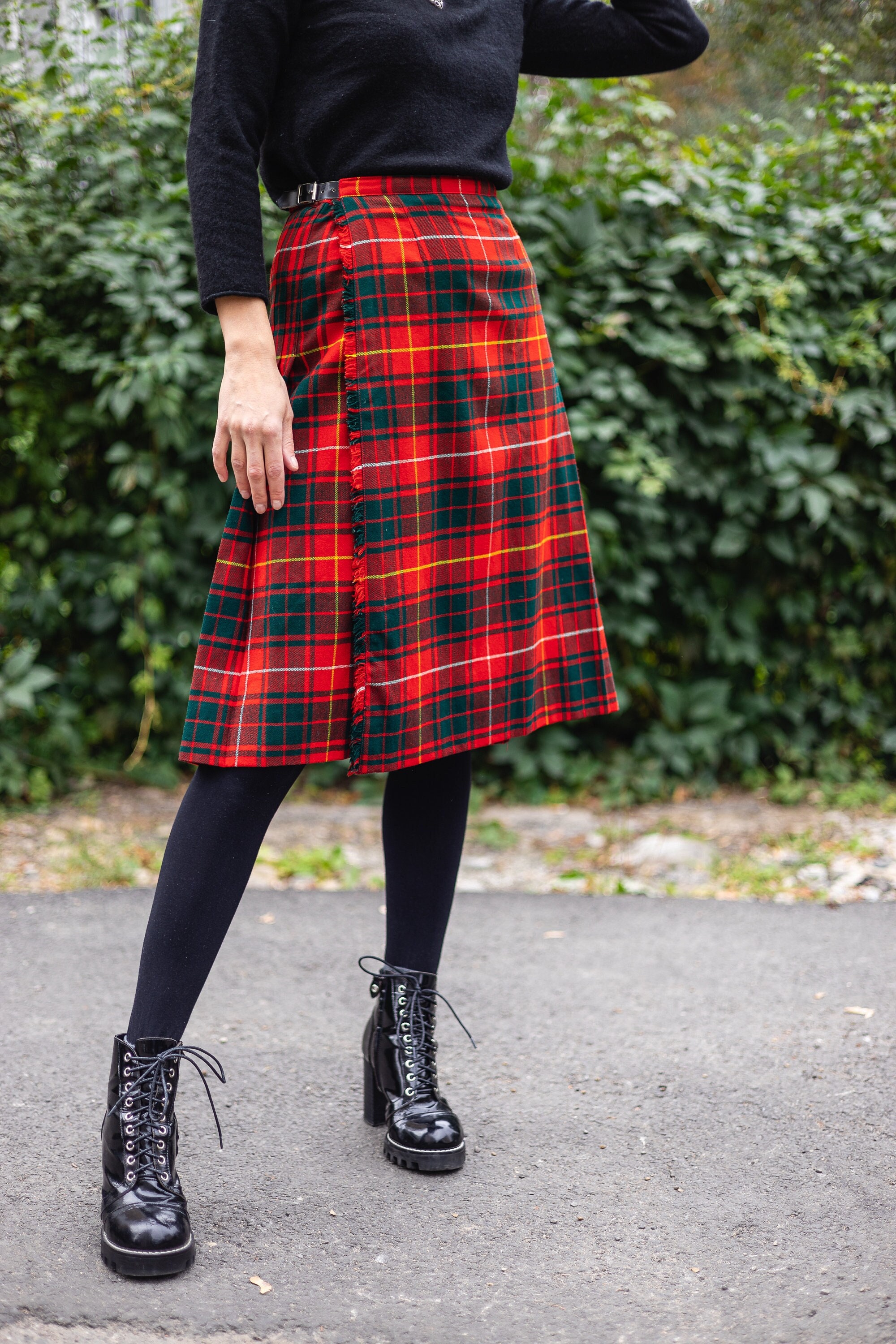Kilt écossais Pour Homme – Jupe Plissée Tartan Avec Poches – Longueur Genou – Confortable Streetwear / Déguisement