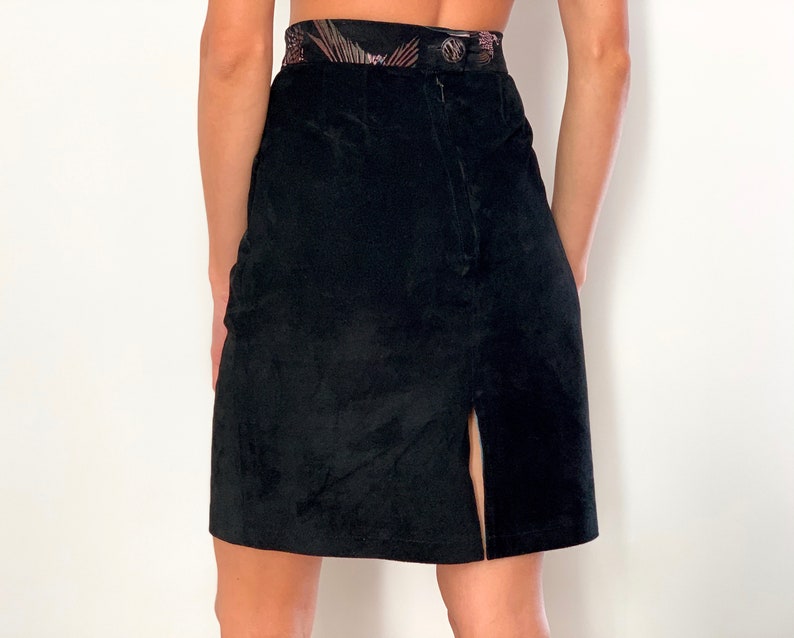 Vintage skirt suit Women/'s set skirt and jacket Black suede Oversize jacket