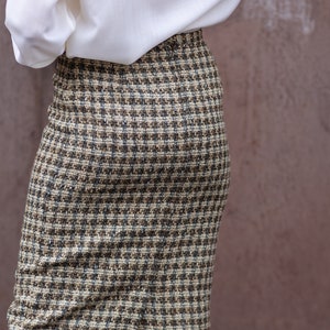 Laura Ashley Vintage Wool Skirt Elegant Houndstooth Pencil Skirt image 1