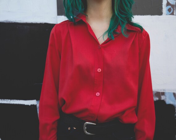 Vintage shirt Red button up shirt