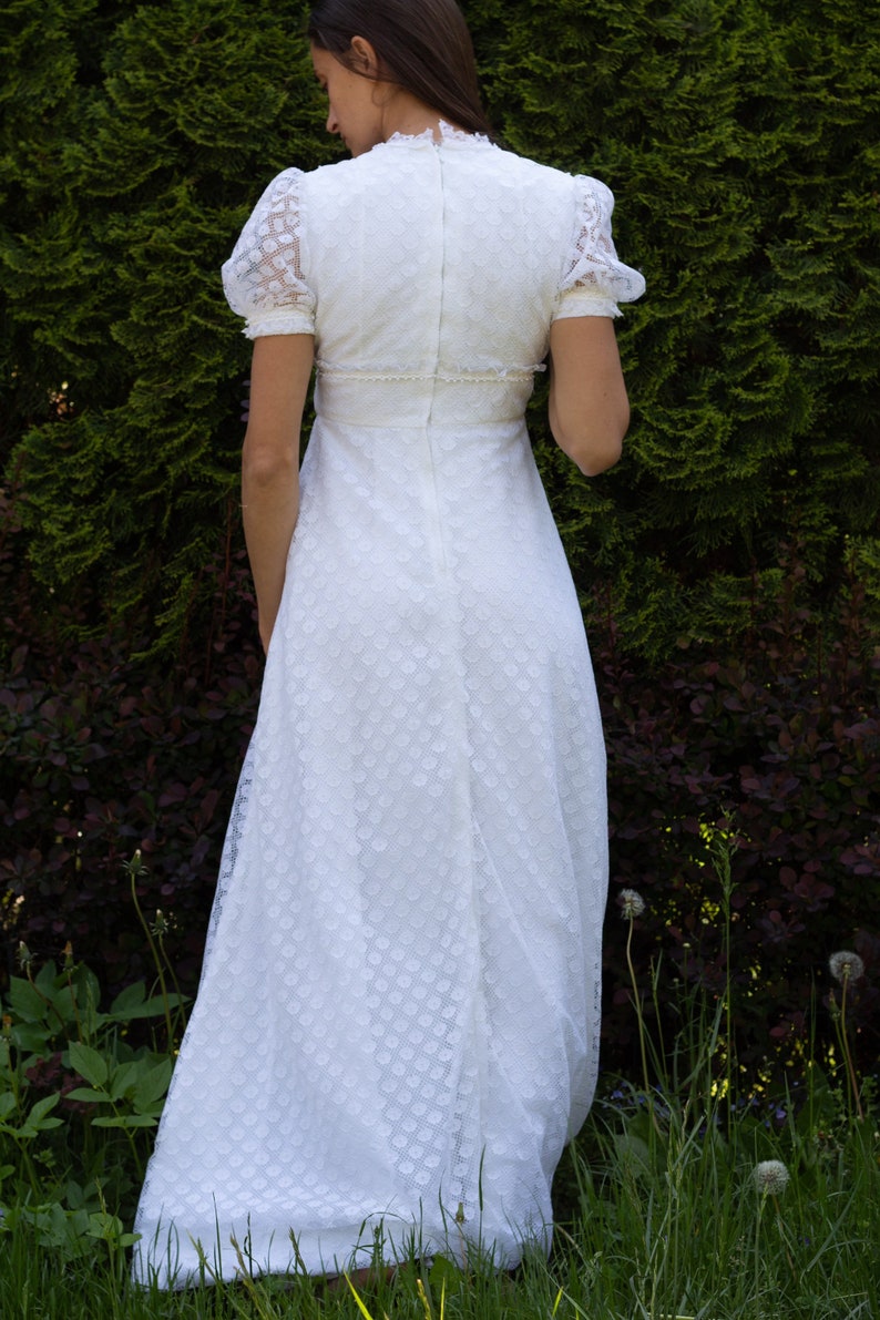 Vintage wedding dress White lace dress