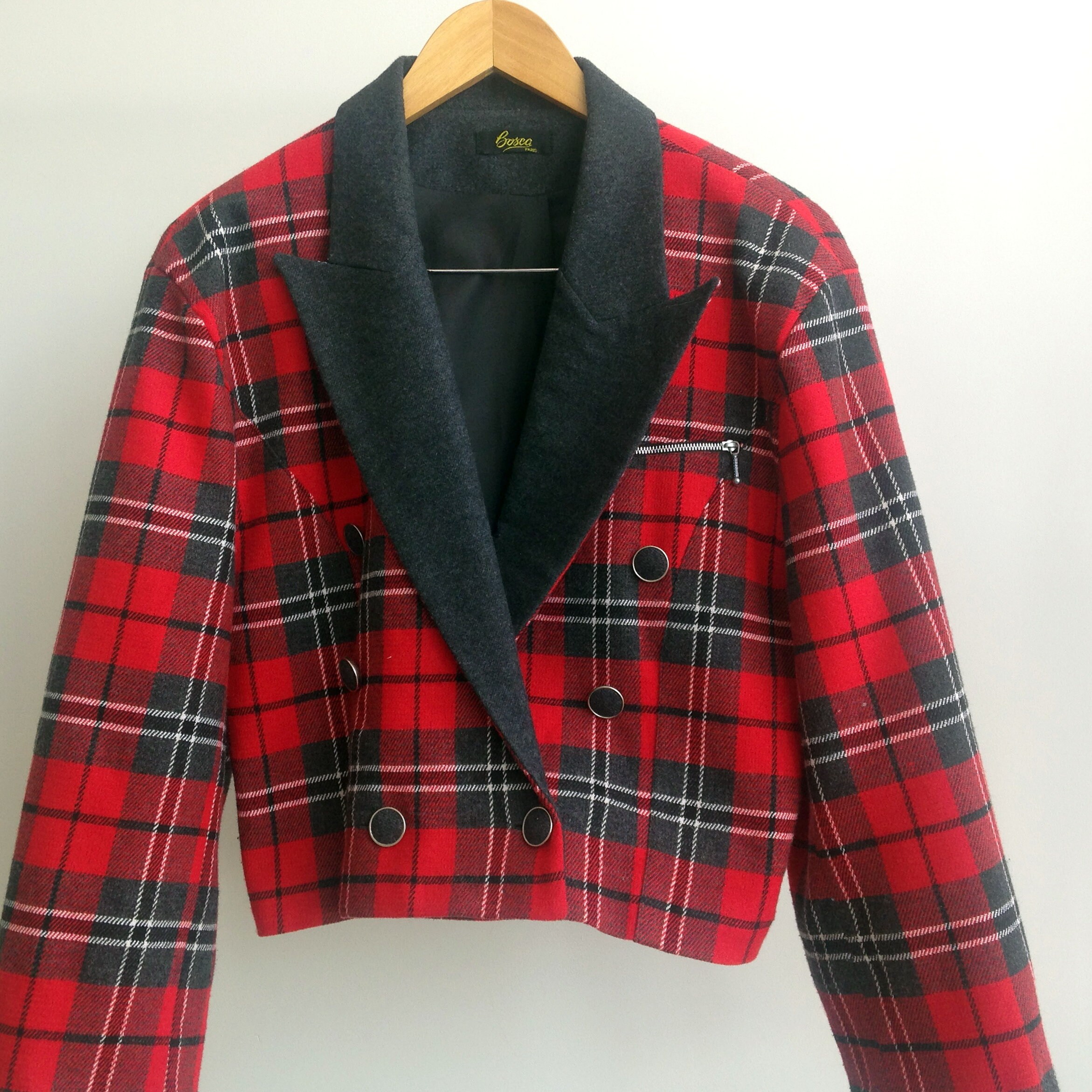 Vintage blazer Tartan wool jacket Short coat woman's Wool | Etsy