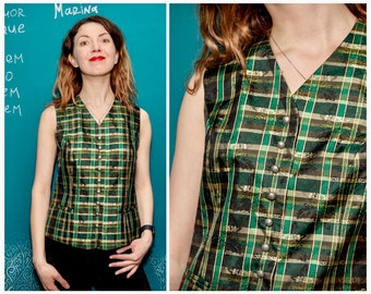 Green Tartan Vest - Etsy