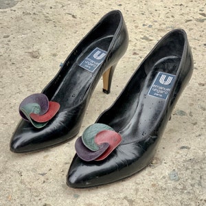 Ungaro Vintage Black Pump Shoes Chic Low Heel Leather Heels image 1