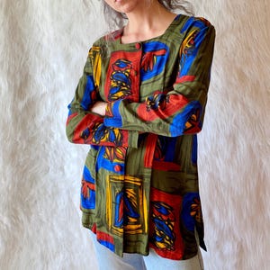 Vintage Bright Striped Shirt, Oversized, Summer Vibes