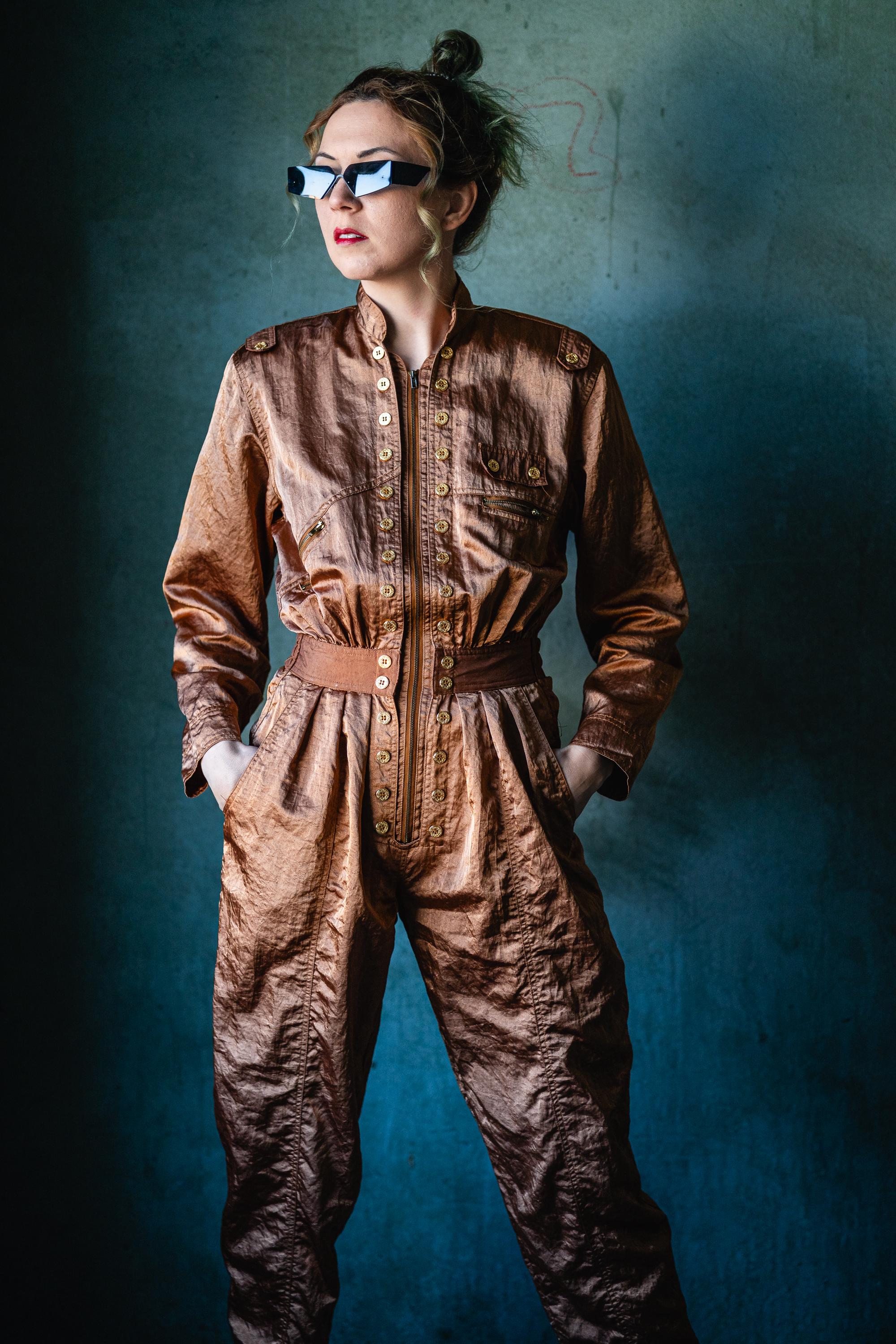 Vintage Bronze Boiler Suit Coverall - Metallic Jumpsuit 