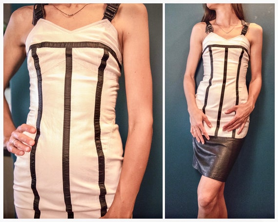 Vintage leather dress Amazing leather dress White