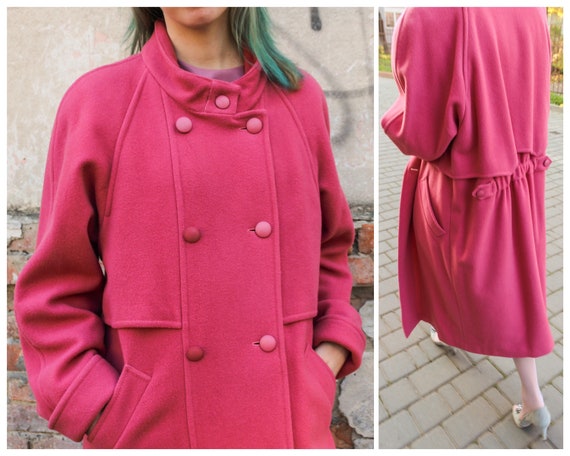 Vintage coat pink wool coat woman's classic coat