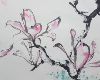 Original Sumi-e painting: Magnolia