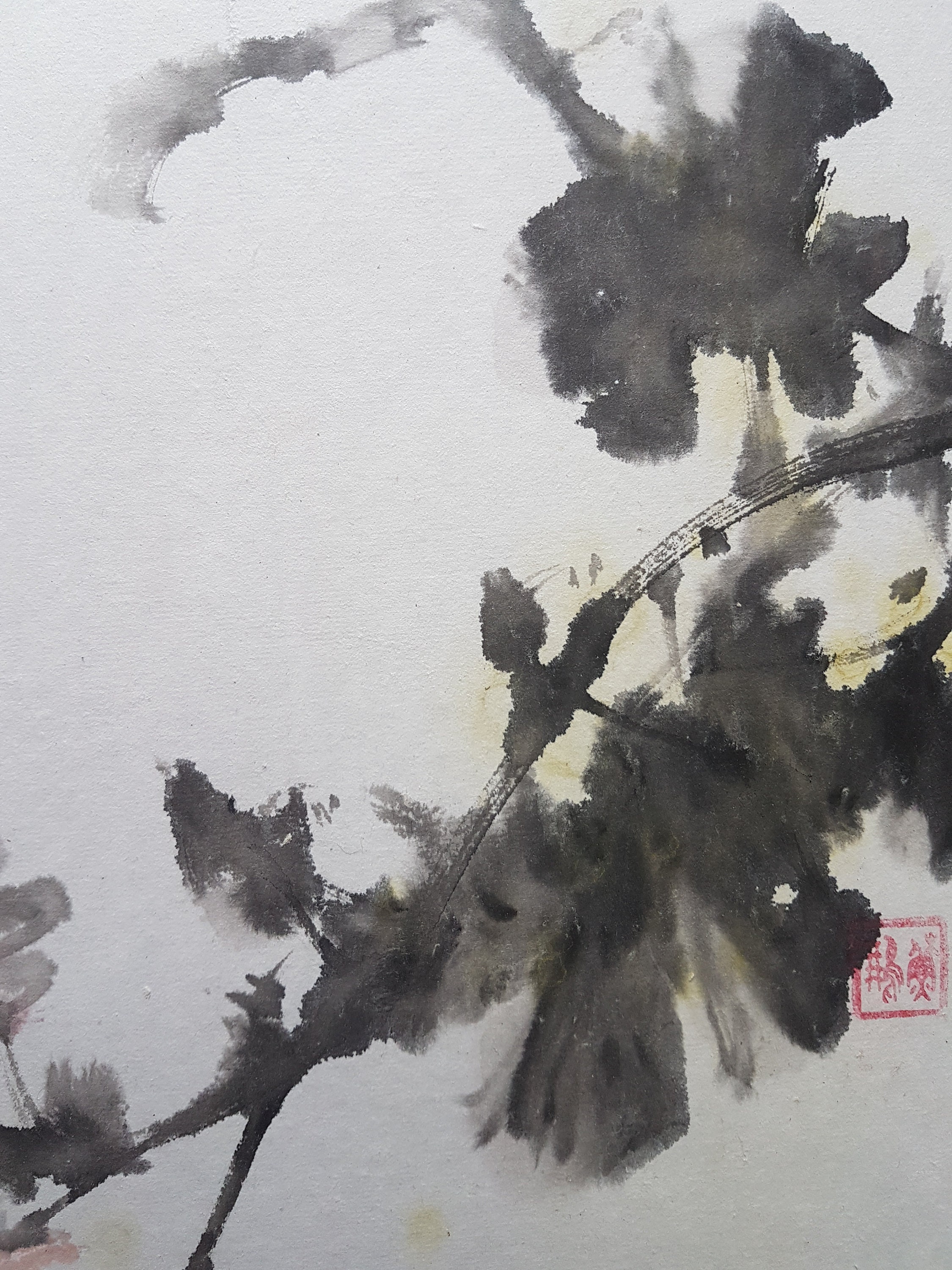 Original Sumie Painting Chrysanthemums Blooming in the Etsy