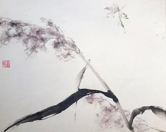 藤の花を描いた掛け軸、中国水墨画（110×40cm） - Etsy 日本