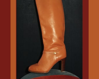 Vintage Stiefel Gr.36 original 70er ungetragen beige Klassiker vegan NOS High Heel