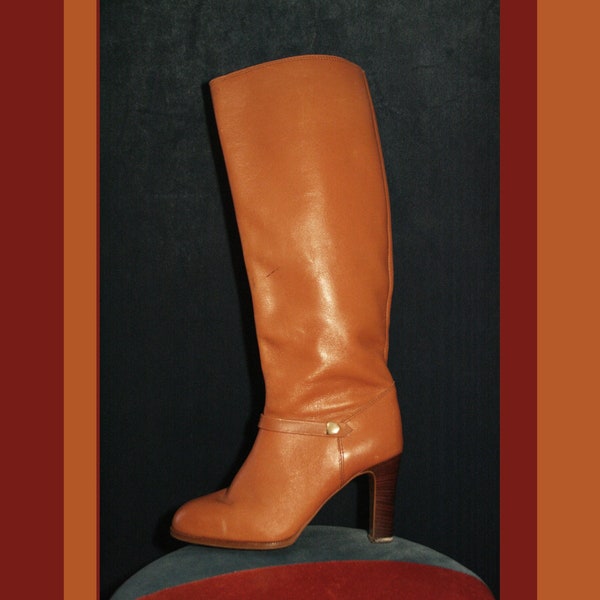 Vintage Stiefel Gr.36 original 70er ungetragen beige Klassiker vegan NOS High Heel