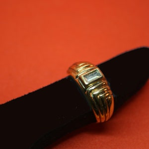 Lanvin ring size 54 24K gold plated, jewelry artificial stone mid-century 50s - 70s original high fashion monogram signed rarity