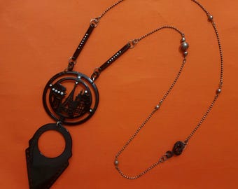 Vintage JEAN PAUL GAULTIER Steampunk Watch Lucite Choker Necklace