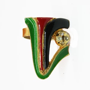 Pierre Cardin 1972 ring original vintage 70s signed enamel collectible gold plated fashion Paris Mod mid-century pop statement/cocktail ring