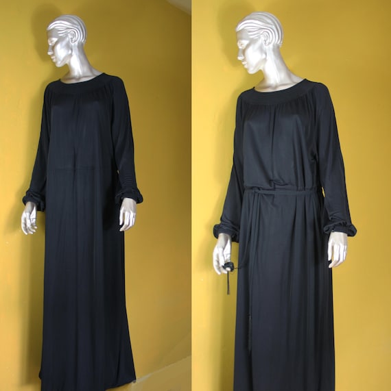 Louis Féraud Sz.XL  dress original 70s vintage bl… - image 1