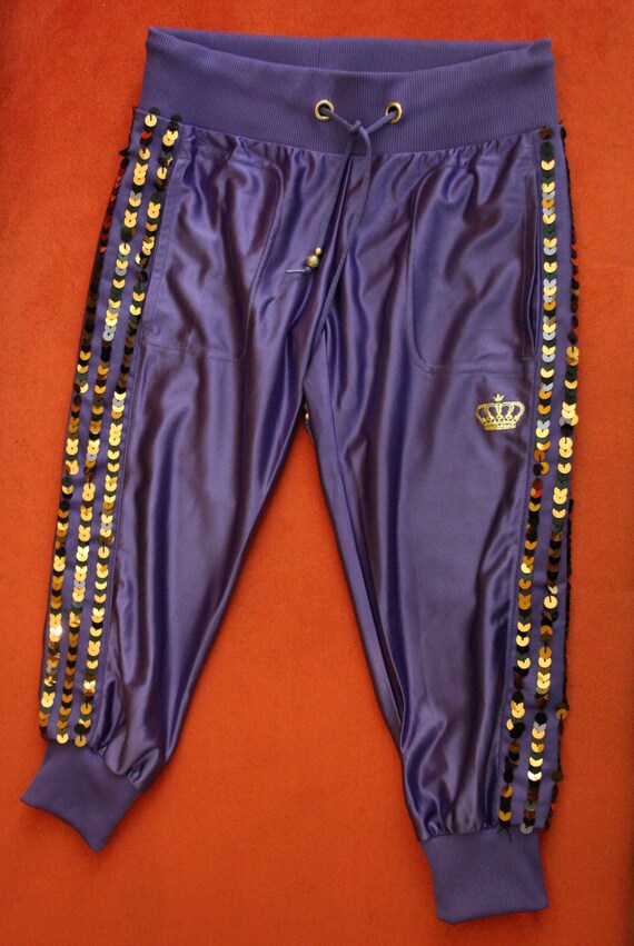 Adidas XS XXS Missy Elliot Respect M.E. pantaloni pinocchietti edizione limitata pantaloni d.allenamento viola paillettes edizione lusso 2YK Etsy Italia