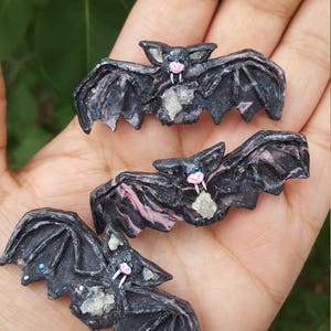 Galaxy bat pin with geode