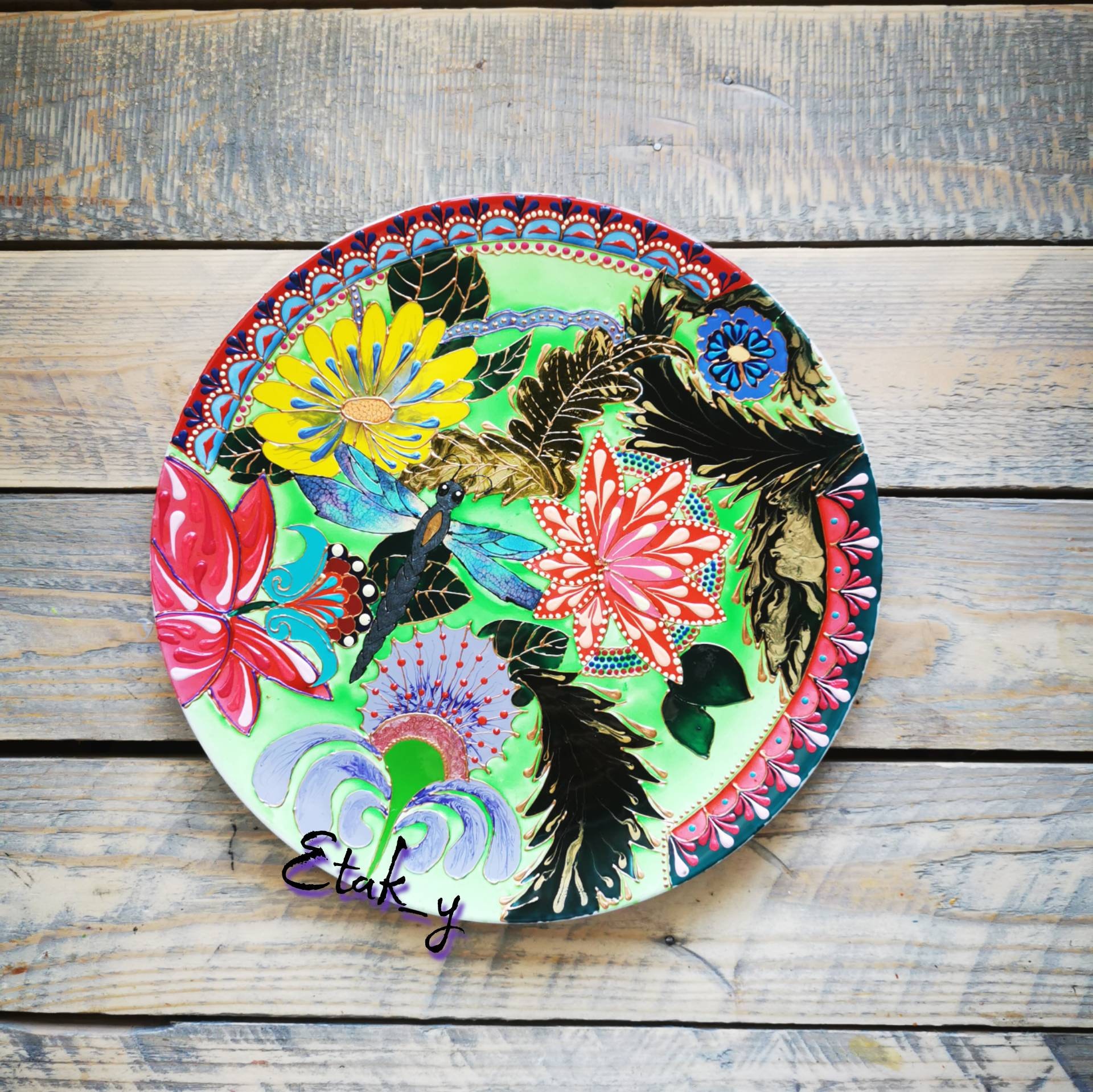 Decorative Hand Painted Ceramic Plates. Home Decor Wall Art. Etsy UK