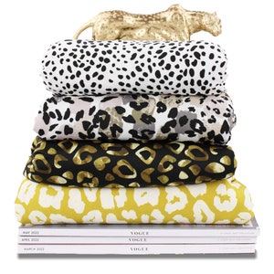 Sahara Leopard Spots Print Soft Touch Stretch Jersey Strick Sport Kleid Stoff 60"