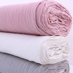 Visible Line Stitches Dobby Double Gauze Soft Natural Light Textured Dressmaking Fabric