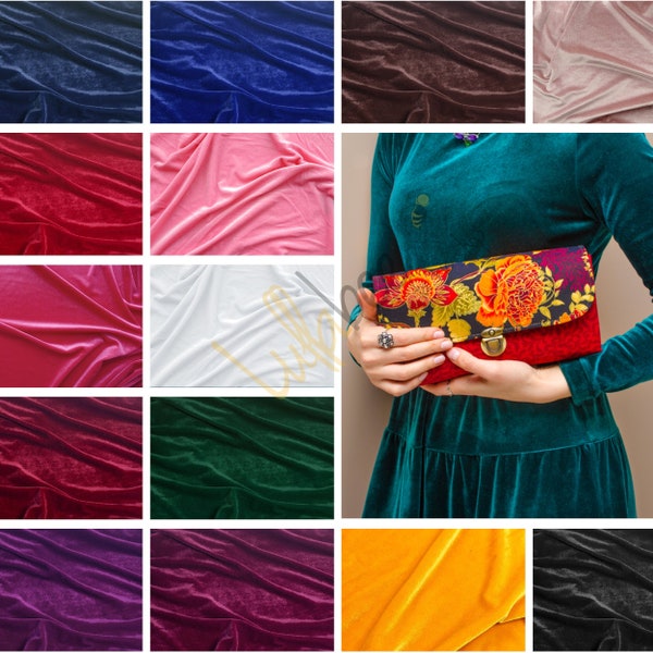 Mallorca Lujo Suave Terciopelo Liso Terciopelo Vestido Tejido Material en Hermosos 18 Colores