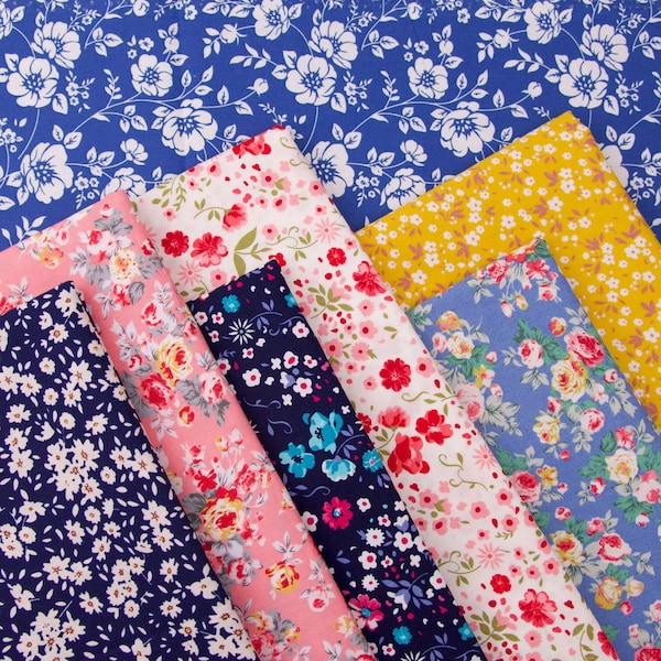 Summer Flowerly Floral 100% Cotton Fabric | Quilting, Dress, Clothing, Craft