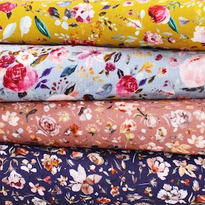 Summer Blooms Organic Floral Double Gauze 100% Cotton Muslin Lightweight Fabric