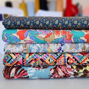 Layla Pima Cotton Lawn Soft Dressmaking Fabric Flowers Abstract Pattern Material