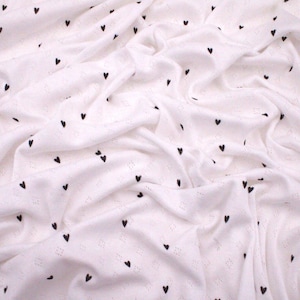 Pointelle Heart Diamond Cotton Jersey Fabric Cardigan Knit Material - White