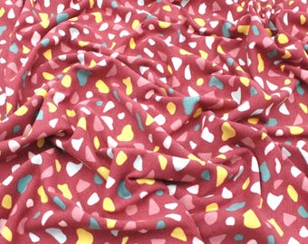 Belle Organic Cotton Jersey OEKO-TEX GOTS Fabric Stretch Terrazzo Print Material