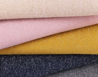 Glitter Lurex Cotton Jersey Soft Stretch Knitted Loungewear Sweatshirt Fabric