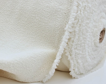 Italia Boucle Nubby Textured Wool Look Ivory Home Furnishing Upholstery Fabric