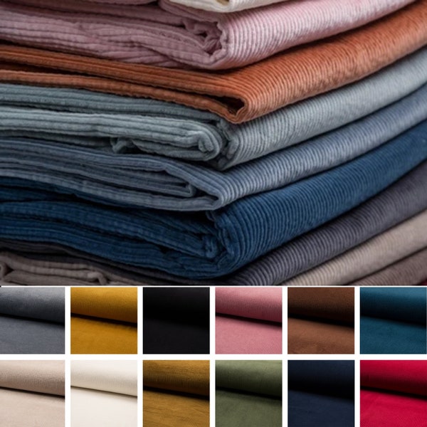 Jumbo 6 Wale Cotton Stretch Corduroy Fabric Material 340 GSM Rib Furnishing