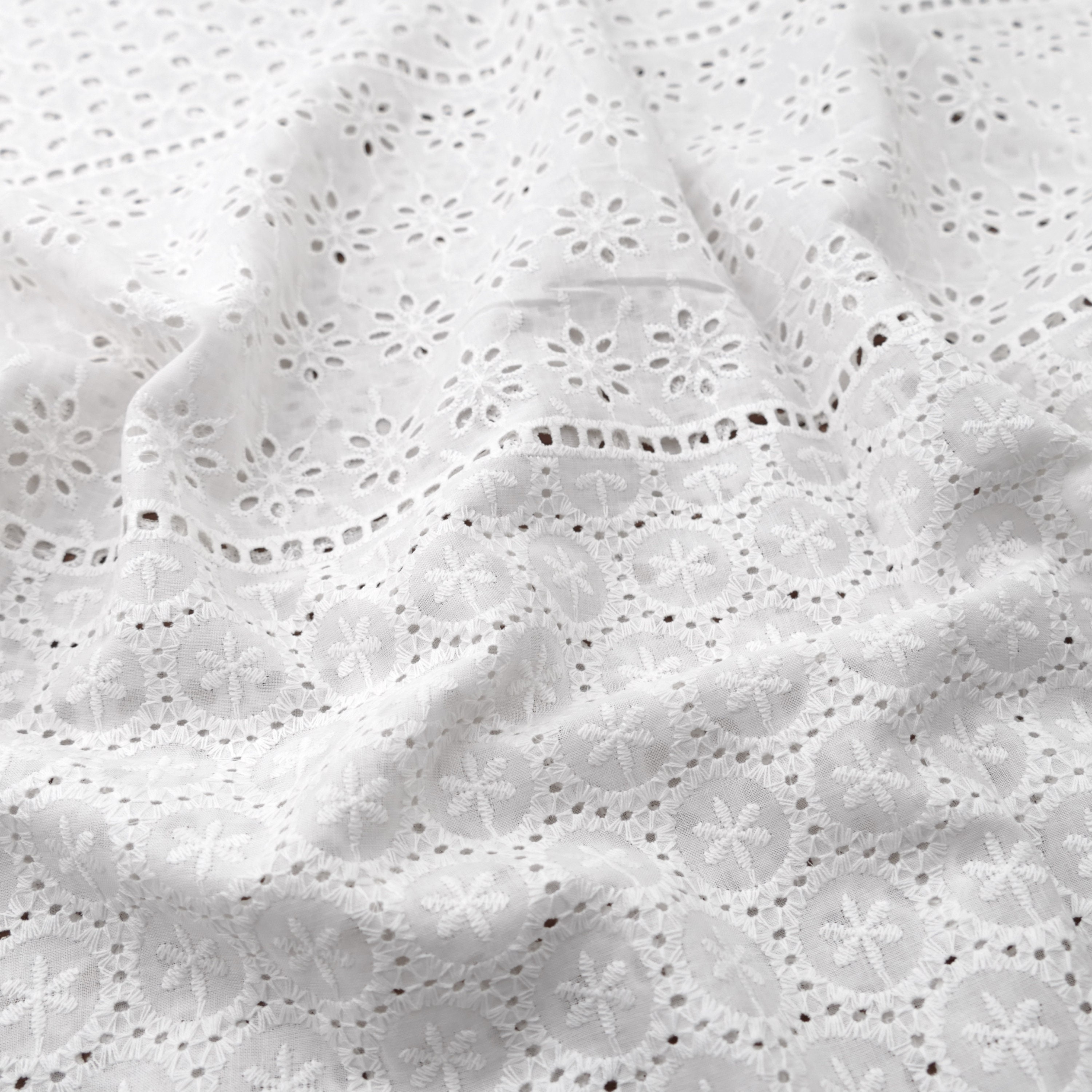 Broderie Anglaise Embroidered 100 Cotton Fabric in White Etsy UK