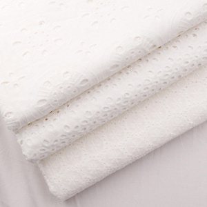 Broderie Anglaise Embroidered 100% Cotton Fabric In Ivory Collection