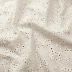Broderie Anglaise Embroidered 100% Cotton Fabric in Ivory - Etsy UK