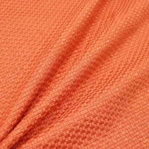 Upholstery Furnishing Fabric - Square Textured Chenille Finely Woven Terracotta