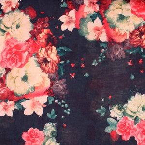 Floral Bouquet Single Knit Jersey Stretch Pattern Spandex Soft Women Kids Fabric