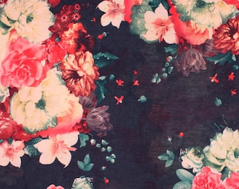 Floral Bouquet Single Knit Jersey Stretch Pattern Spandex Soft Women Kids Fabric