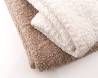 Chunky Boucle Luxury Curled Soft Sheep Wool Feel Upholstery Furnishing Fabric Material