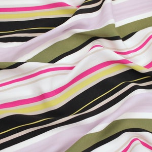 Retro Stripes Lines Viscose Crepe Texture Dressmaking Sewing Fabric Material