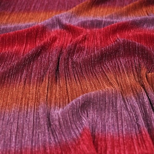 Moonlight Coloured Shimmer Red Mauve Crinkled Pleats Nylon Mesh Party Women Occasion Lightweight Fabric
