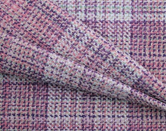 Tweed Twill Check Plaid Pink Purple Sofa Upholstery Furnishing Fabric Material